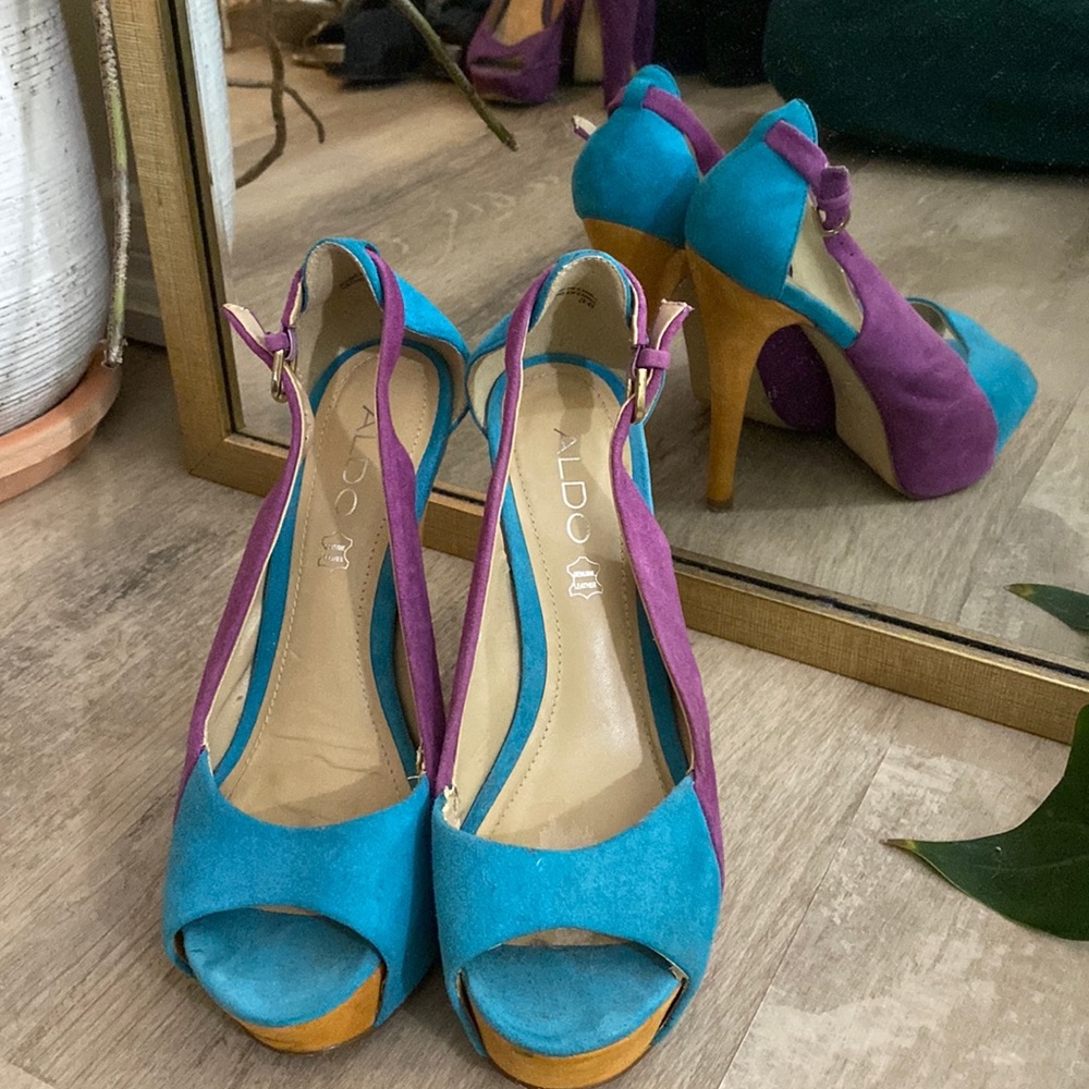 Suede platform heels